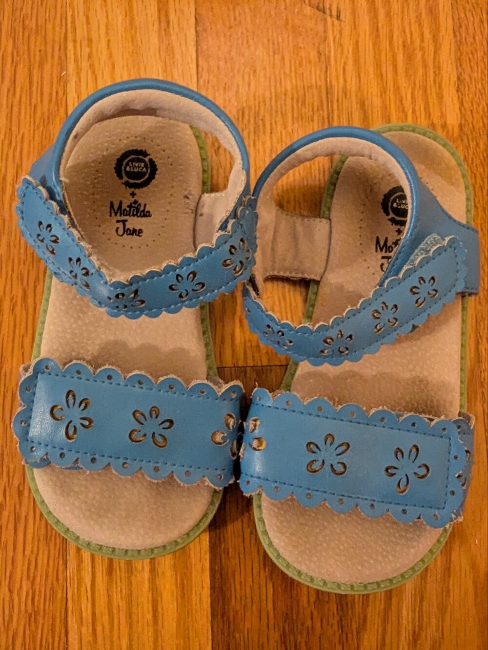 Livie & Luca x Matilda Jane Blue Floral Sandals Slingback Girls 12 Spring Flower